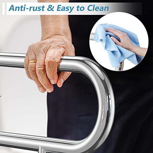 24Inch Height Adjustable Flip Up Aluminum Alloy Toilet Grab Bar L590