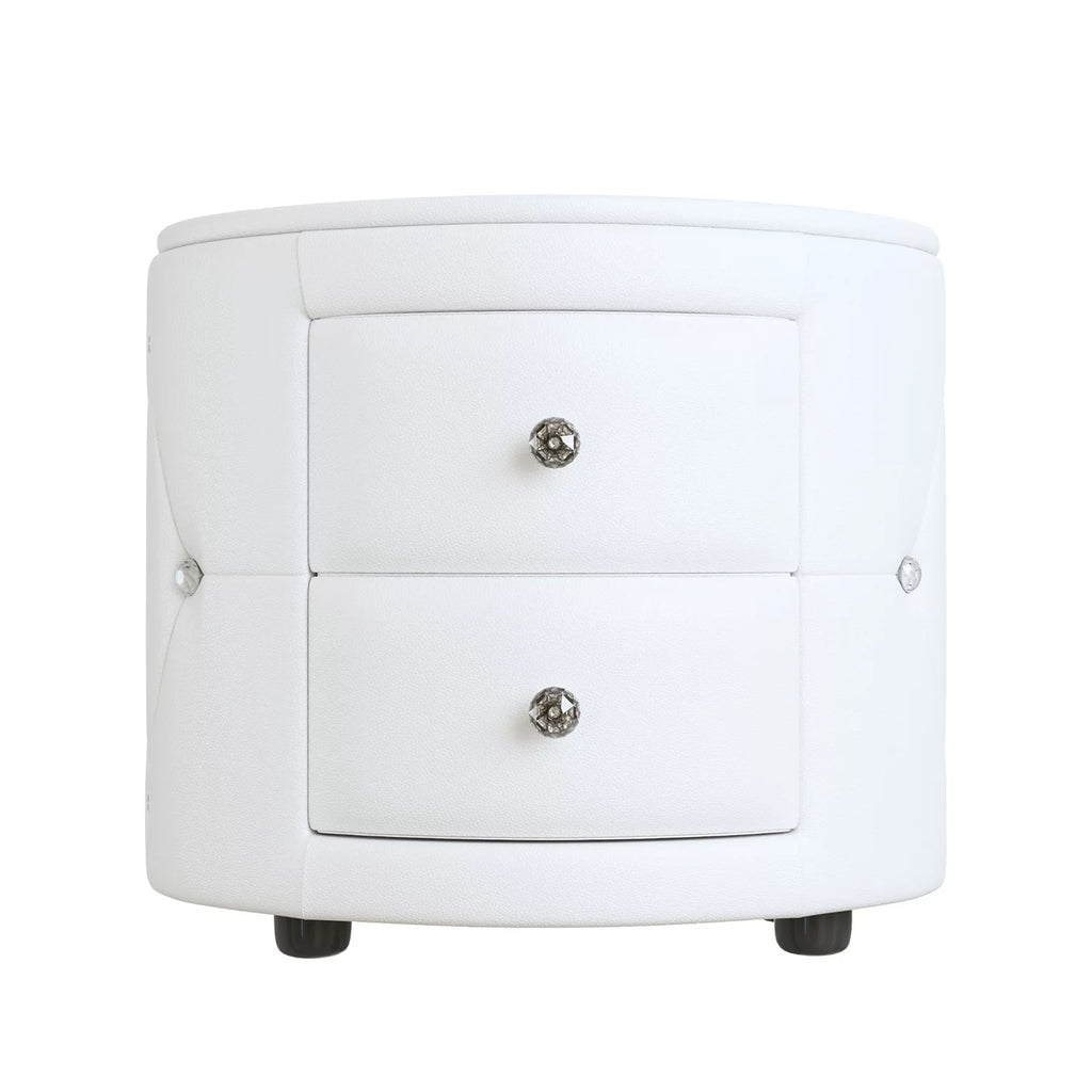 White 2 Drawer PU Leather Upholstered Nightstand M221050