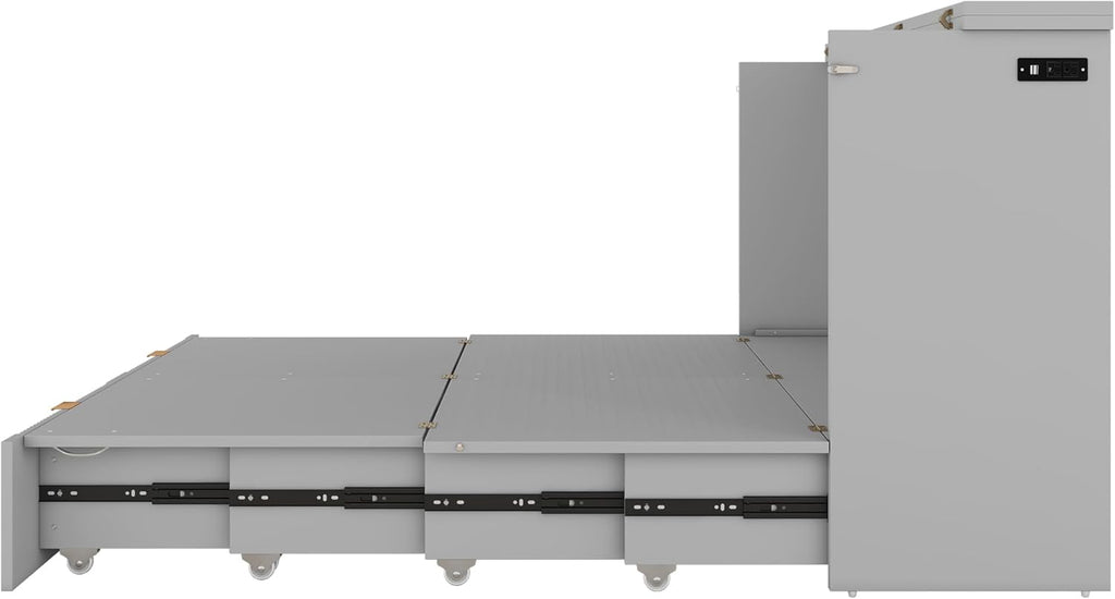 Gray Full Size Murphy Bed with Storage Drawers X58697