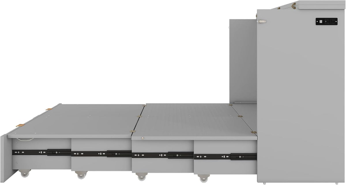 Gray Full Size Murphy Bed with Storage Drawers X58697