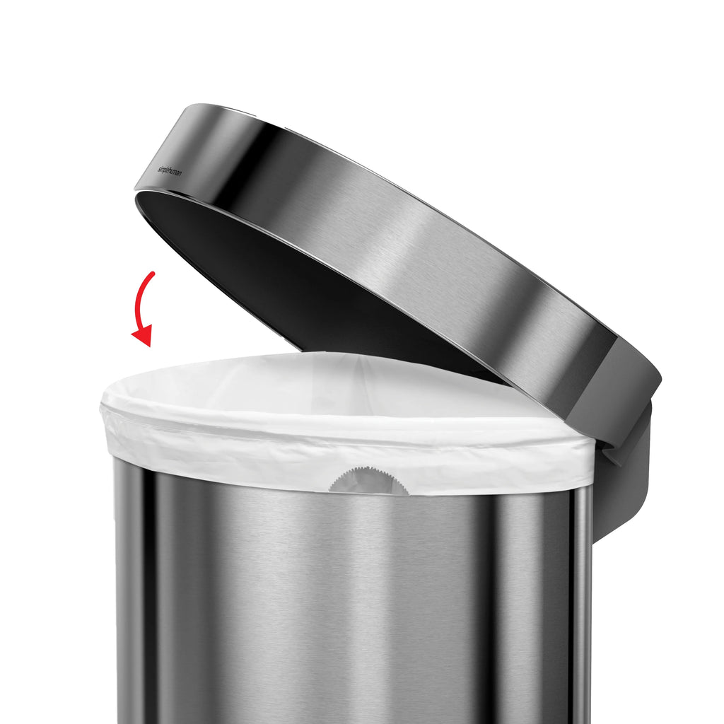 45 Liter Stainless Steel Semi-Round Step Trash Can with Soft-Close Lid Z302113