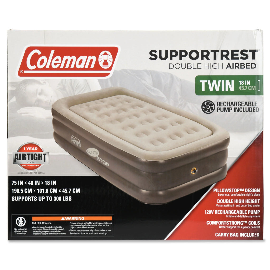 Double-High Airbed with Rechargeable Pump, Twin O104739
