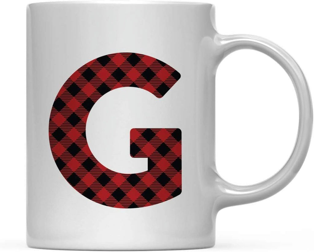 Hot Chocolate Coffee Mug Gift, Red Plaid Initial Letter G, 1-Pack Y534757