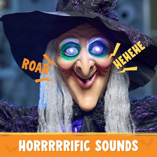 72” Hanging Talking Witch Decor with Light Up Ghost S447