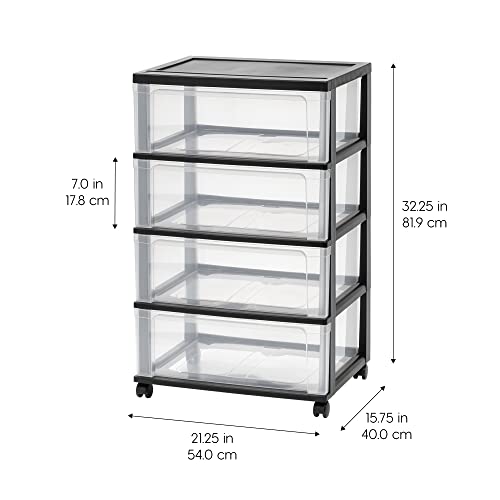 Black Plastic 5 Drawer Rolling Storage Organizer K61705