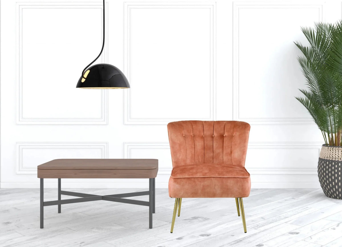 Burnt Orange Velvet Slipper Chair M513