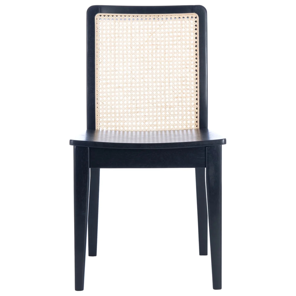 Rattan Dining Chair, Black/Natural, Set of 2 L54640
