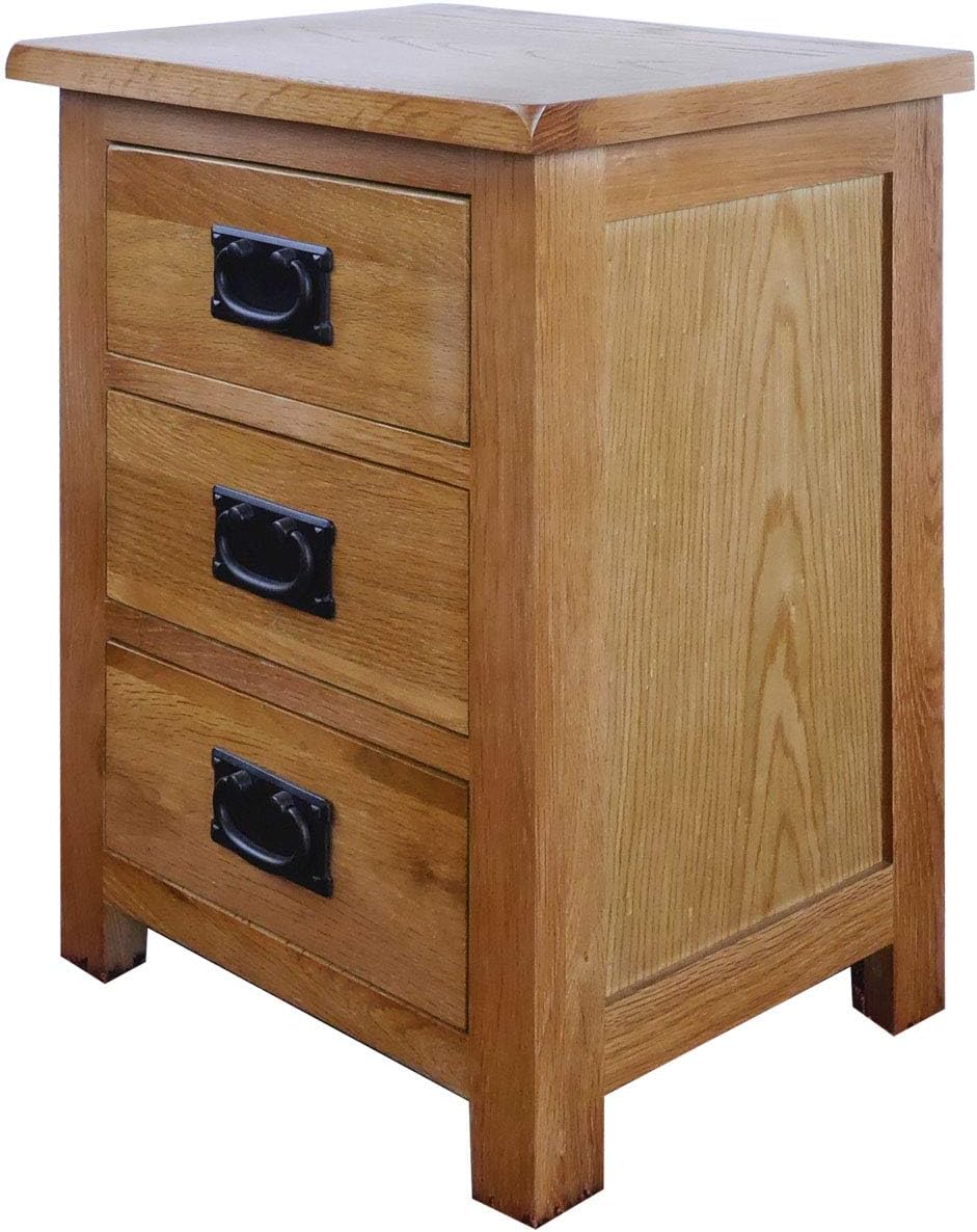 Oak Nightstand with Drawer, 3 Drawers Cabinet Board Nightstands I145172