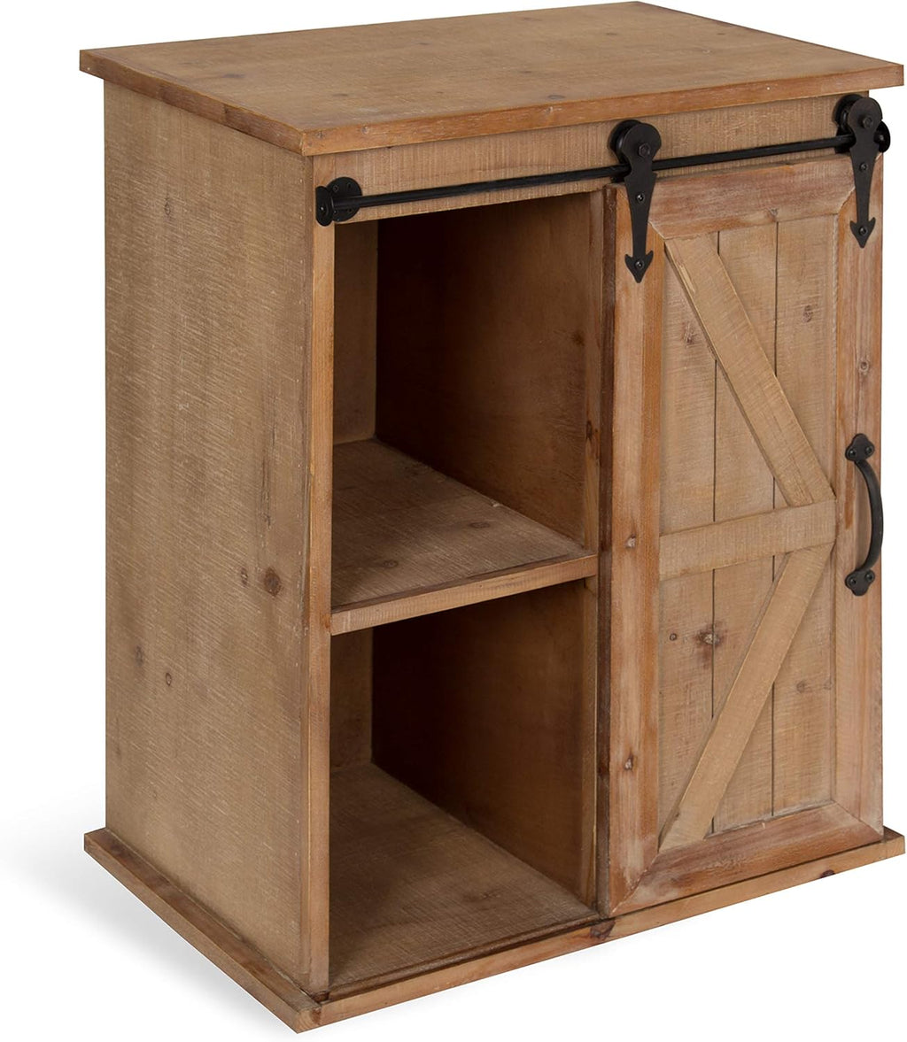 Wooden Freestanding Storage Cabinet Accent Table with Sliding Barn Door W9038