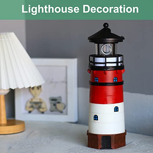 Solar Powered Lighthouse Decor with Rotating Beacon K91278