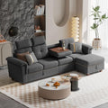 Beige Microfiber L Shaped Sectional Sofa with Storage Chaise P274916