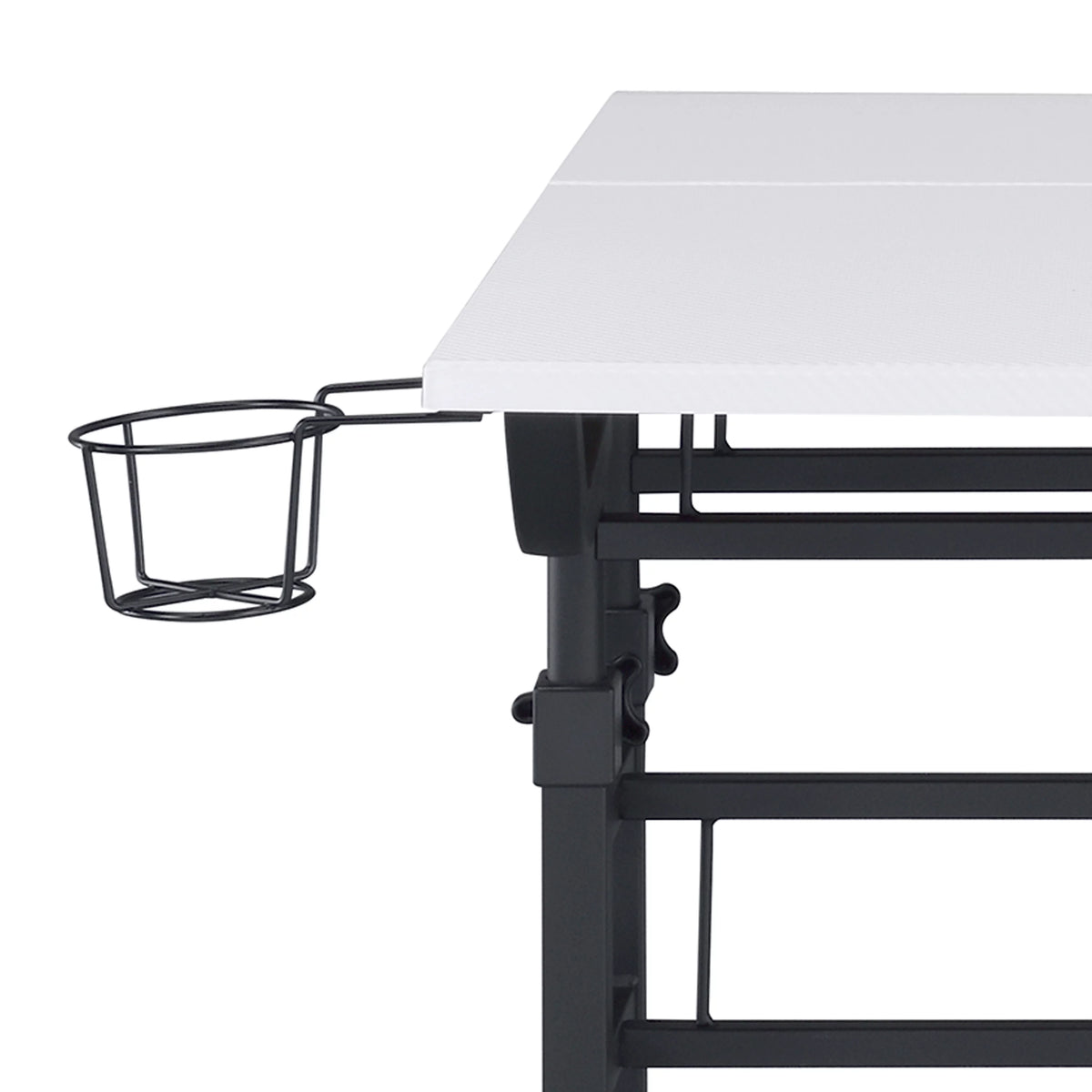 White Height Adjustable Rolling Writing Desk with Moveable Shelf F474