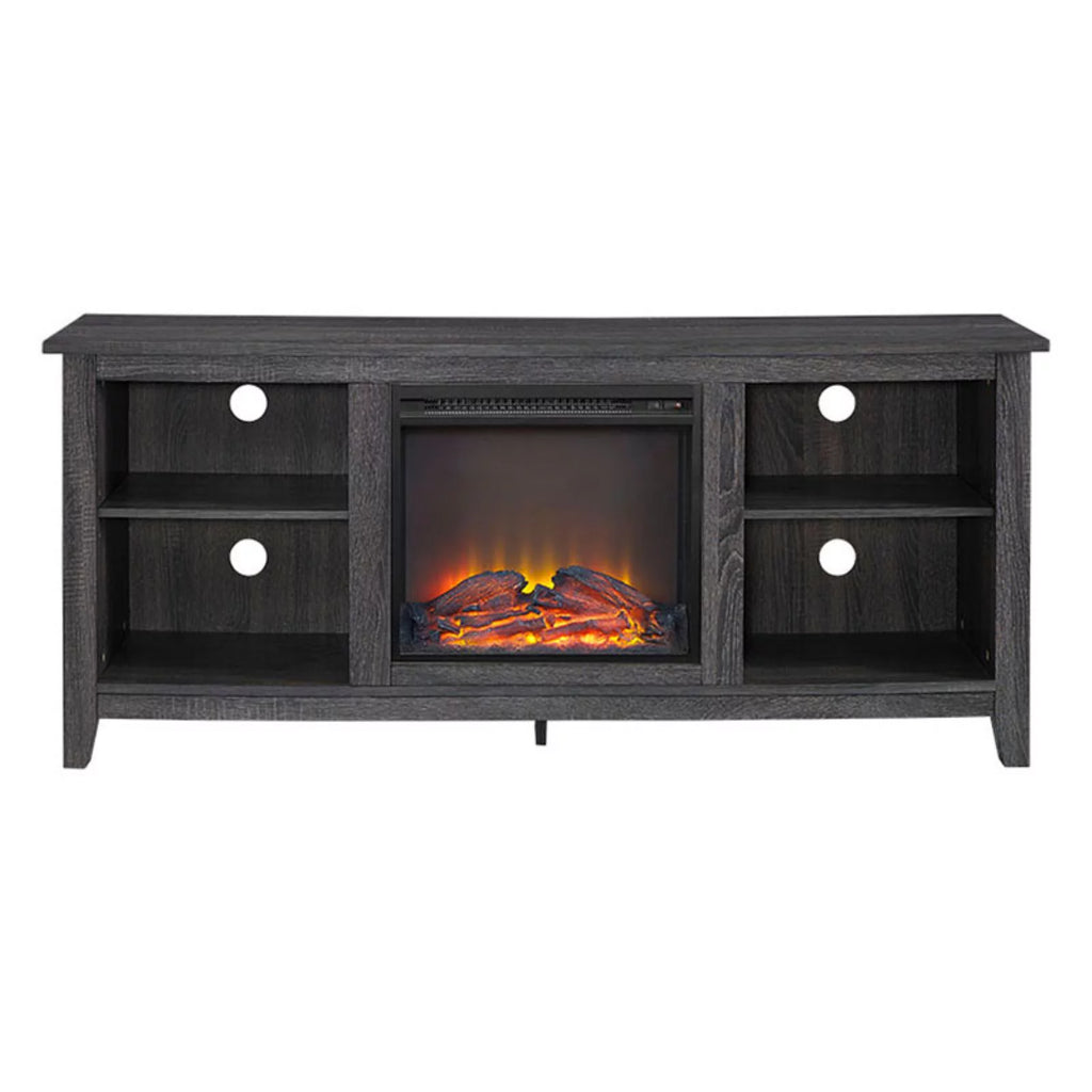 58" Rustic MDF Farmhouse Fireplace TV Stand Y745137