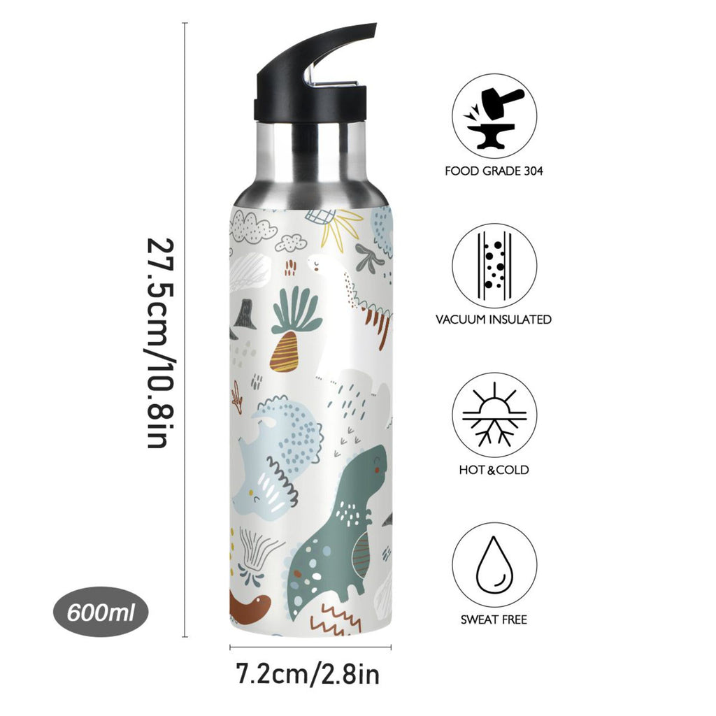 Green Stainless Steel Insulated Water Bottle with Straw Lid Q6827
