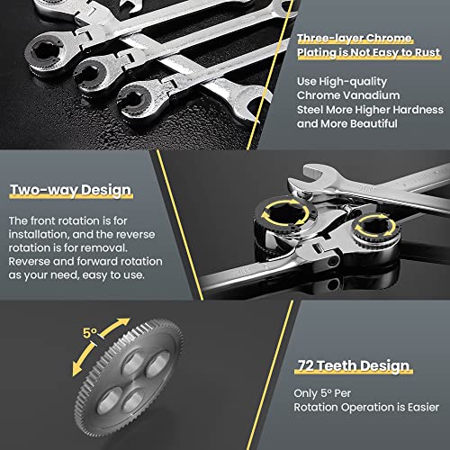 12PCS Metric Combination Ratcheting Wrench Set with 72 Teeth C455071