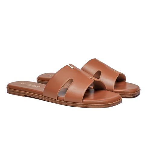 Women's Leather Slip On Flat Sandals W49494