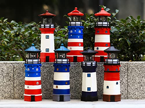 Solar Powered Lighthouse Decor with Rotating Beacon K91278