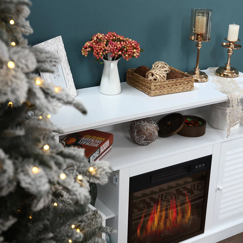 White Electric Fireplace TV Stand E47614