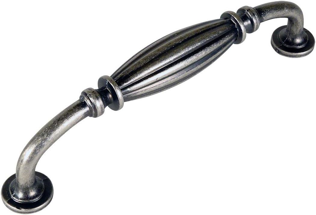 20 Pack Weathered Nickel Cabinet Hardware Ribbed Handle Pull 5 Inch Hole Centers A597281