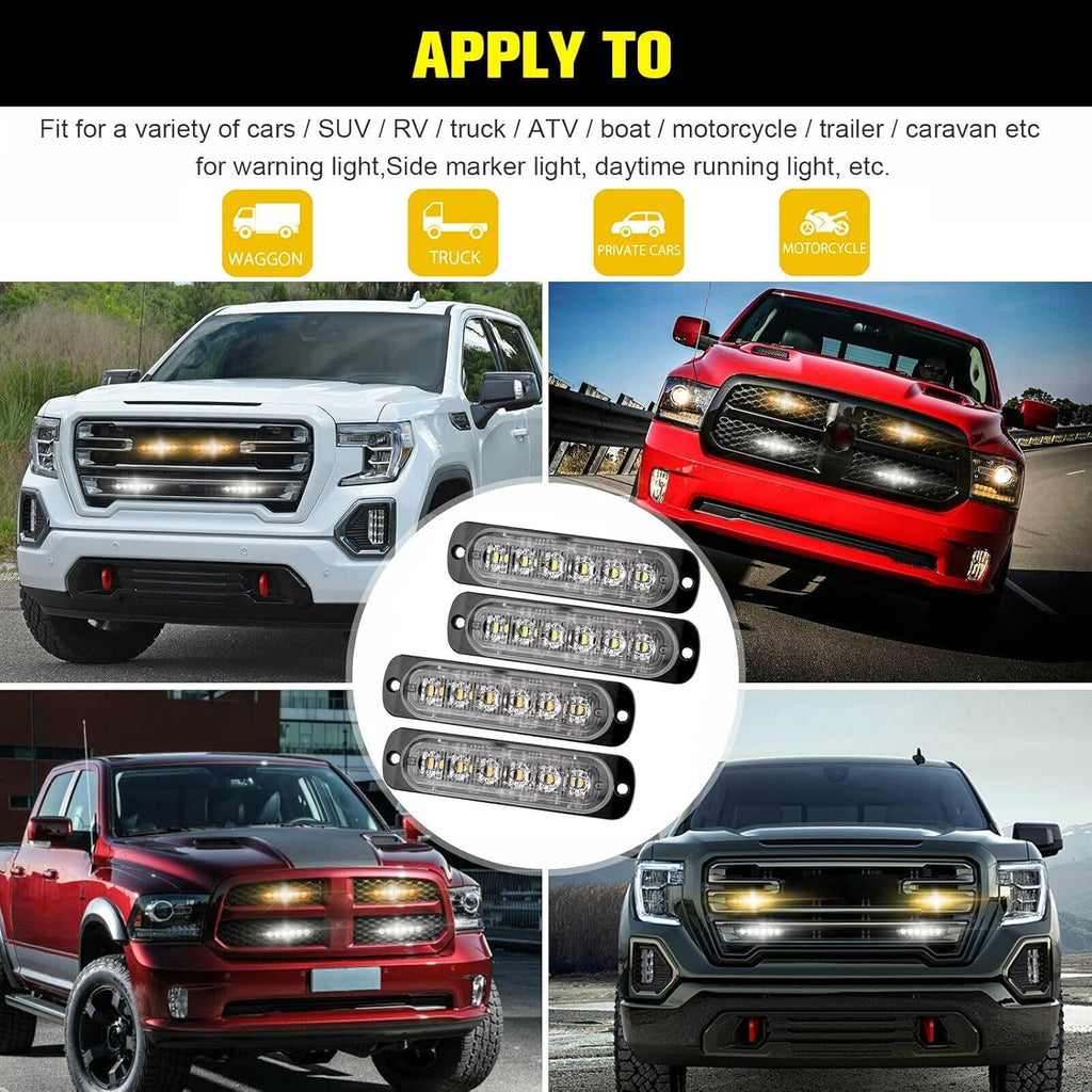 16Pcs LED Emergency Strobe Lights with Control Switch, Amber White, Pack of 2 I7577