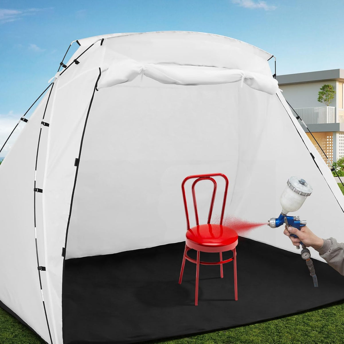 White 8.5 x 6 x 5.5 ft Portable Paint Booth Spray Paint Tent Q97875