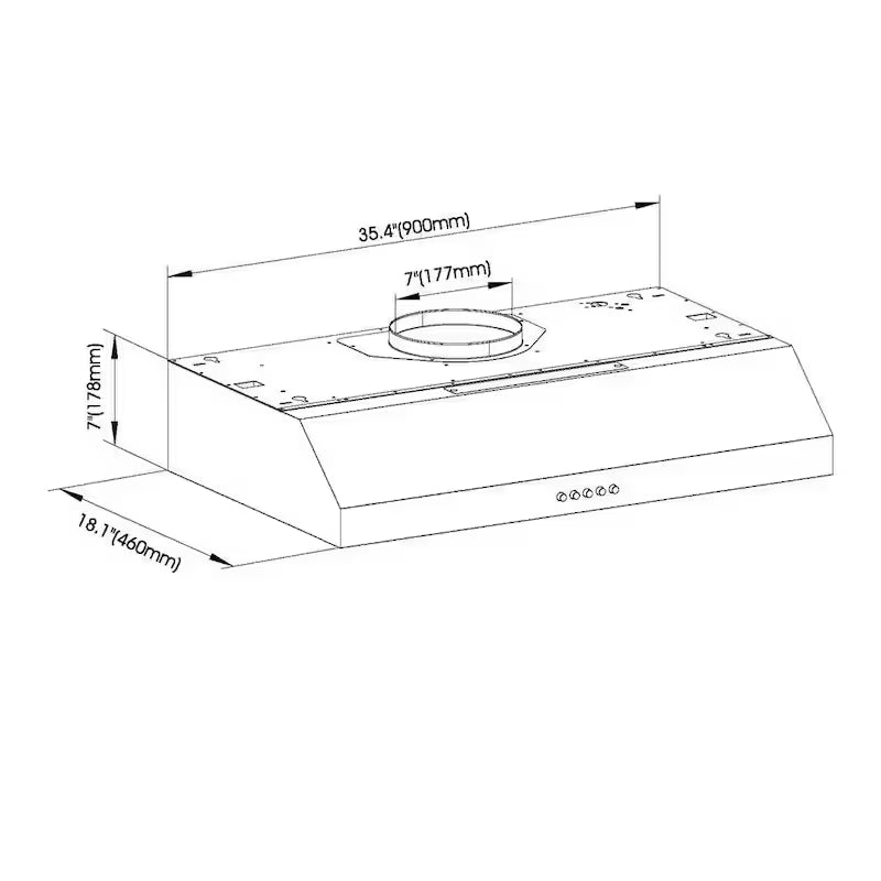 36 in. W Convertible Under Cabinet Range Hood in Black with LED Lighting and Charcoal Filter M67160