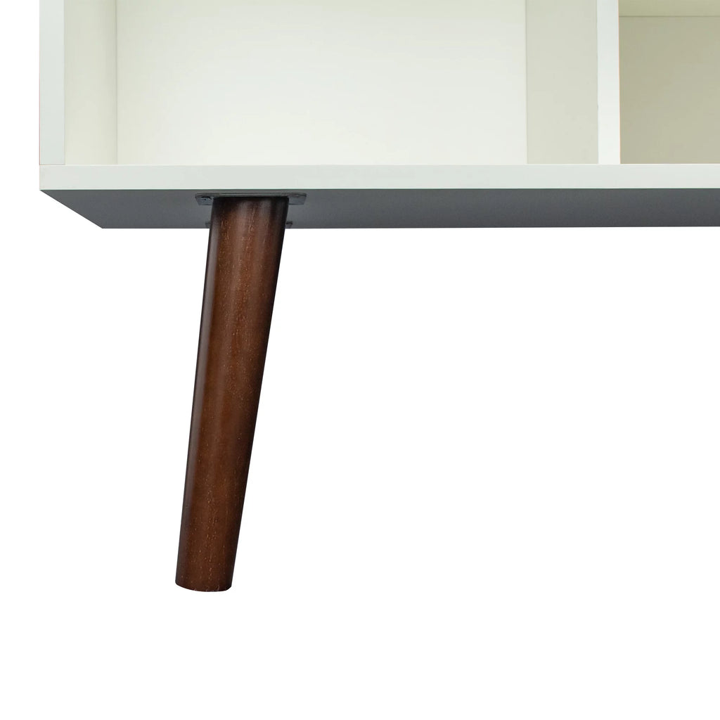 White Particle Board TV Stand with Storage and 2 Shelves K7993