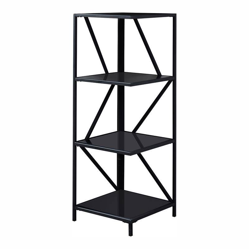 Black 3-Shelf Corner Bookcase T958