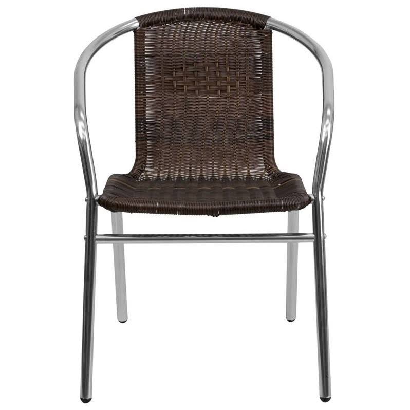 Aluminum Rattan Dining Chair in Dark Brown X130653