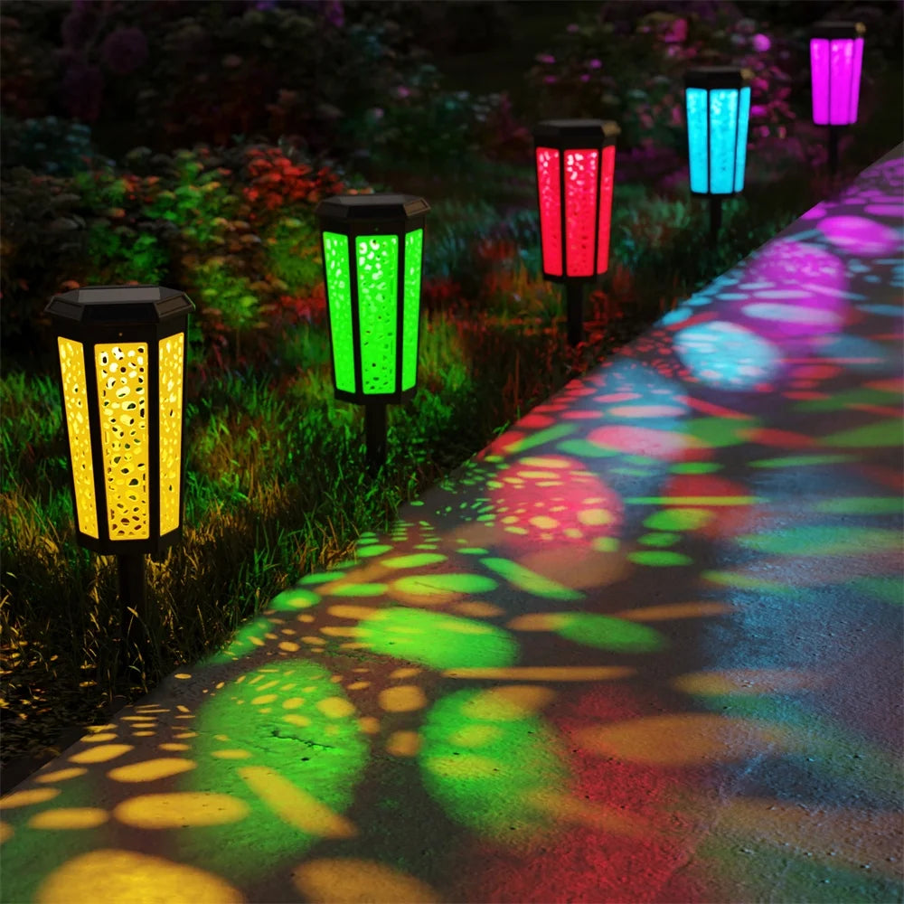 6 Pack Color Changing Waterproof Solar Pathway Lights D290