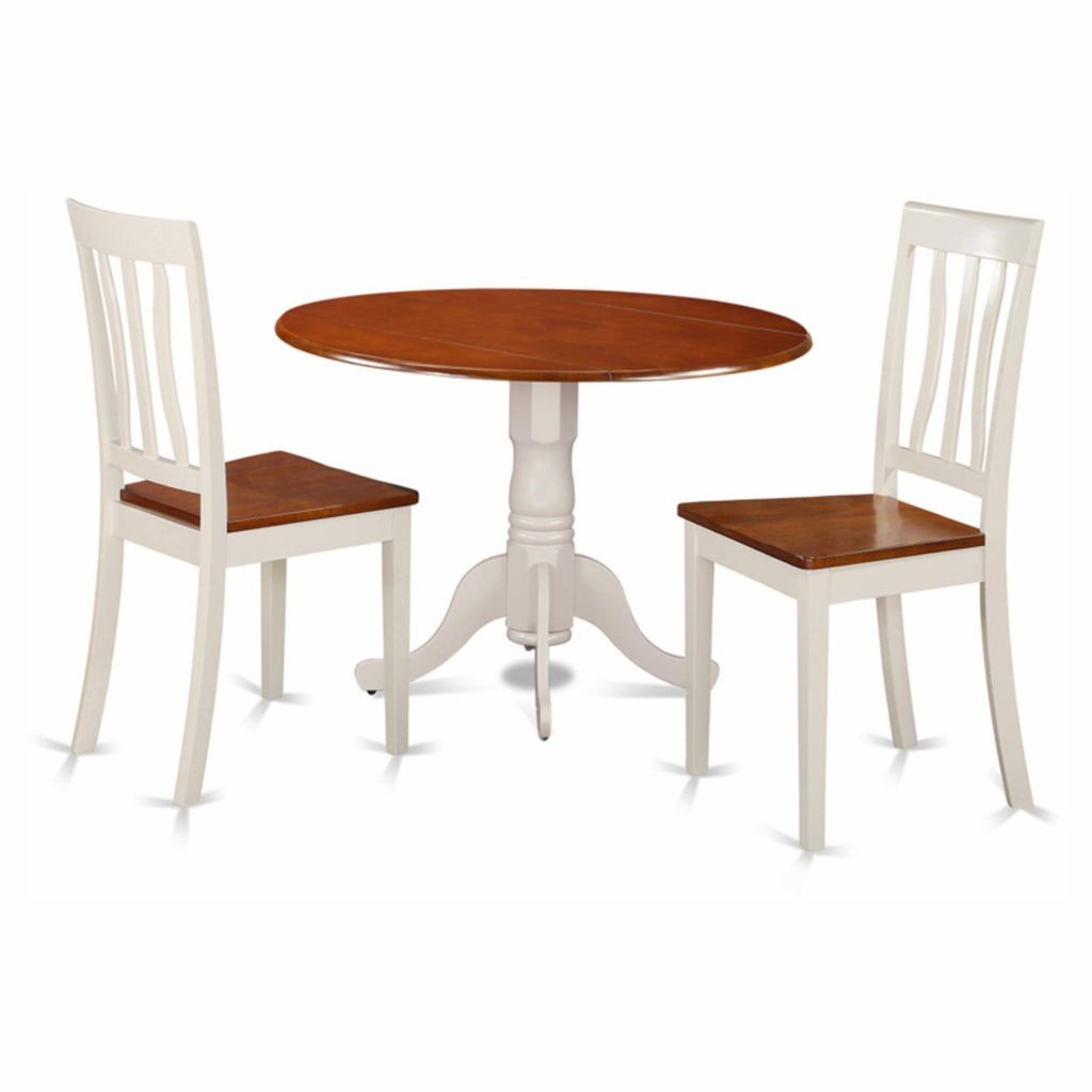 3 Pcs Dining Set with 2 Wood Chairs in Buttermilk P5787