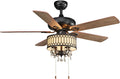 Silver Crystal Ceiling Fan with Lights, 5 Iron Reversible Blades L75463