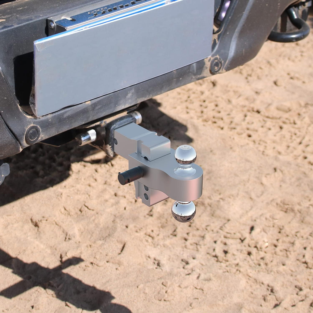 Adjustable Trailer Hitch Ball Mount, 4 Inch Drop, 2.5 Inch Receiver, 18,500 LBS GTW, Forged Aluminum Shank, Dual Balls J137
