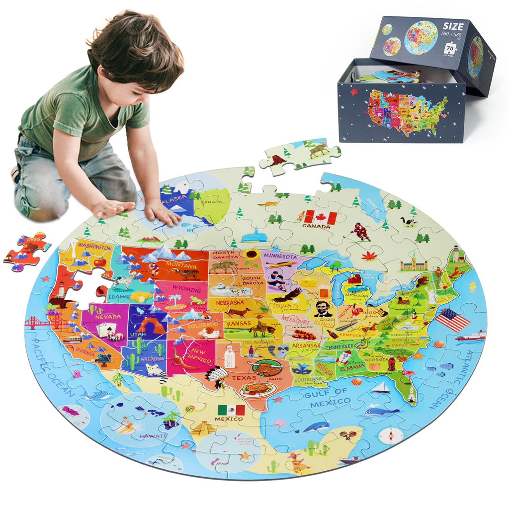 70 Pieces USA Map Floor Jigsaw Puzzle U365502