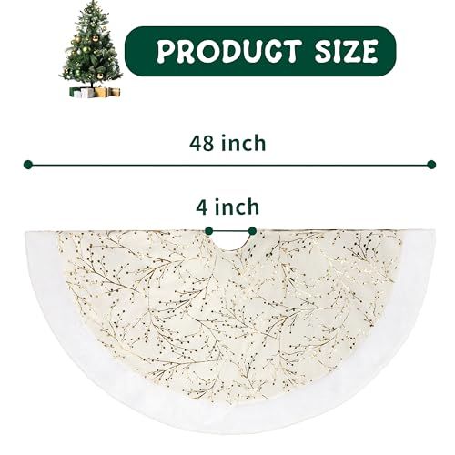 48inch White Faux Fur Christmas Tree Skirt I948