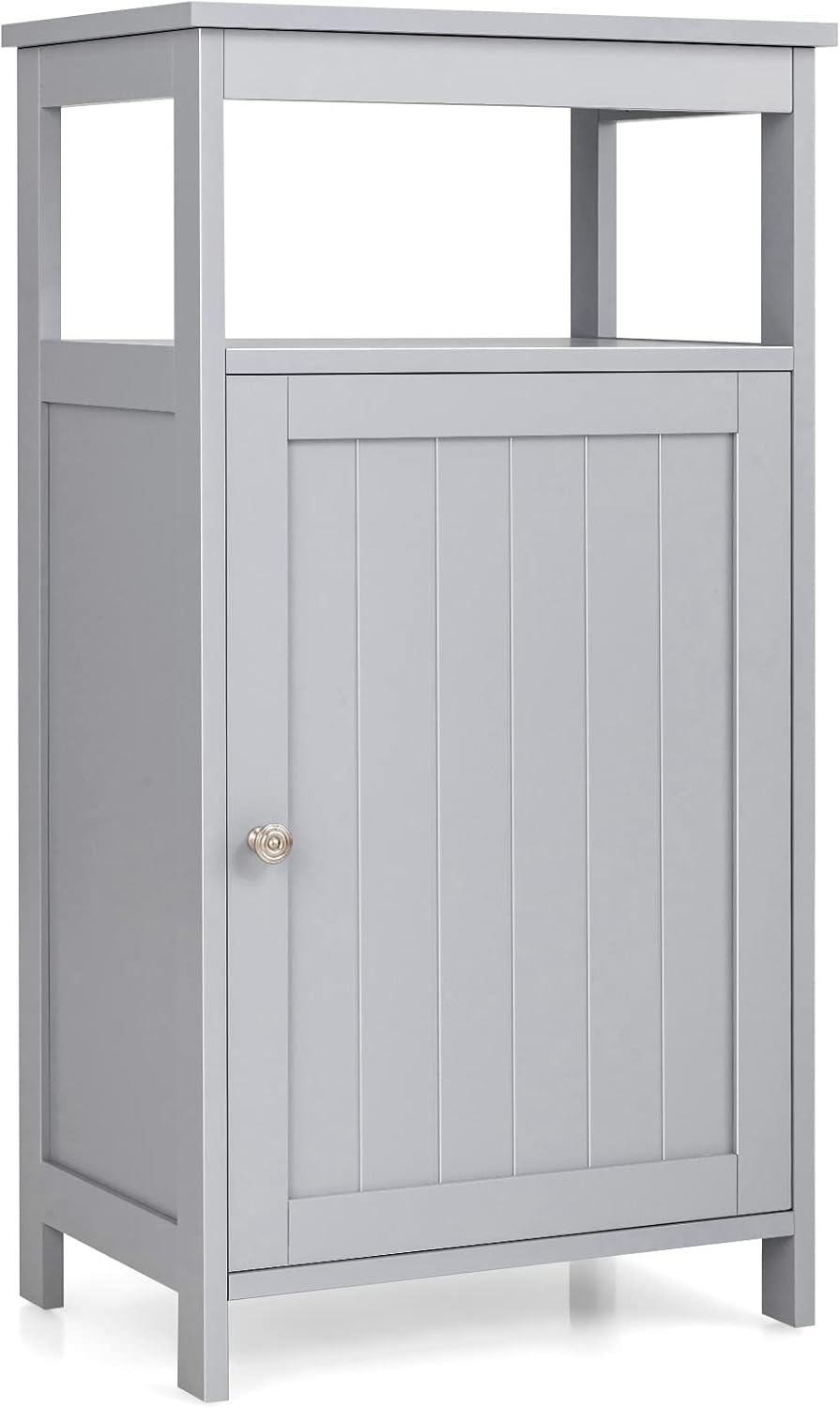 White Single Door Adjustable Shelf Floor Storage Cabinet R1166