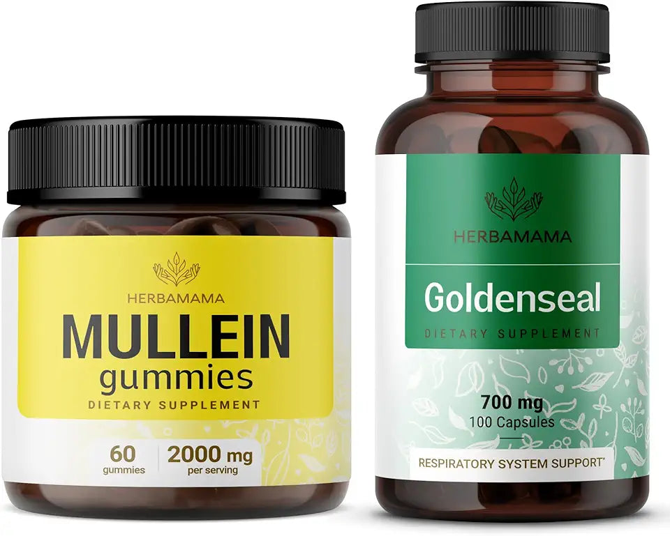 Mullein Leaf Gummies and Goldenseal Capsules 2 Pack U802
