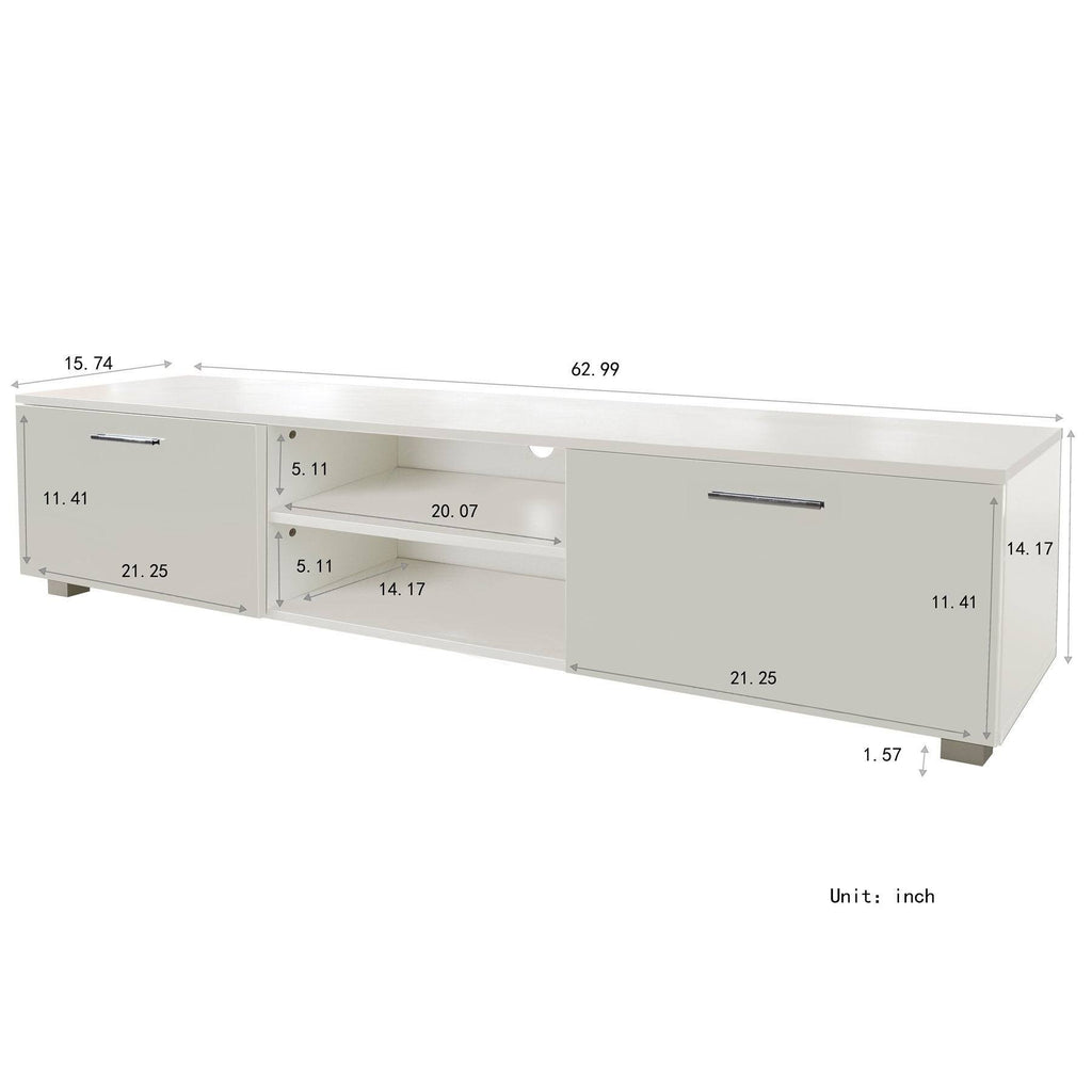 Black TV Stand with Storage Cabinet and Open Shelves J215