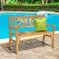 Foldable Patio Bench with Backrest and Armrest A950927