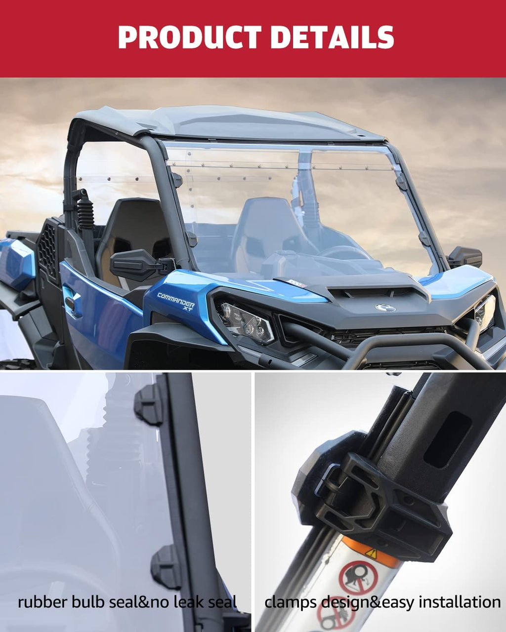 Clear Tough Polycarbonate Front Windshield for Can Am Commander 1000 J149352