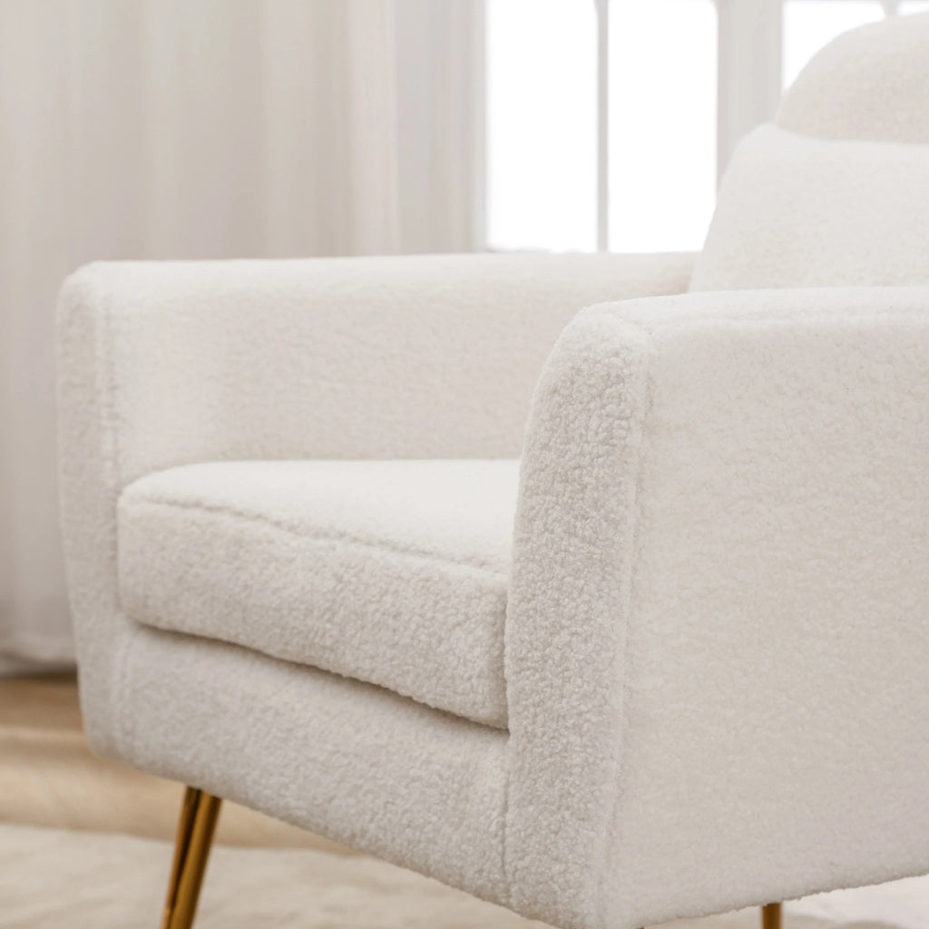Mid Century Modern Upholstered Accent Chair With Pillow Ivory N67939
