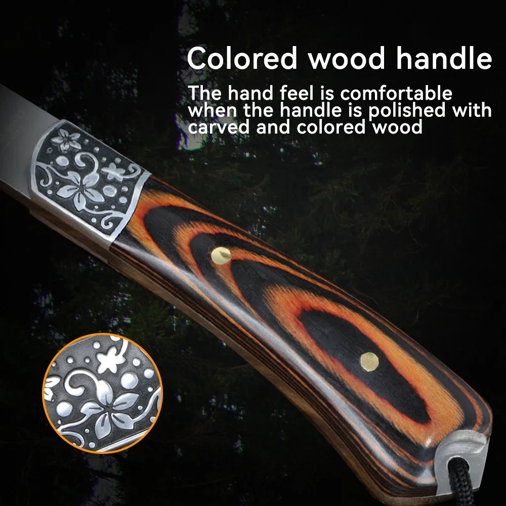 Camping Hatchet with Sheath Stainless Steel Wood Handle D305