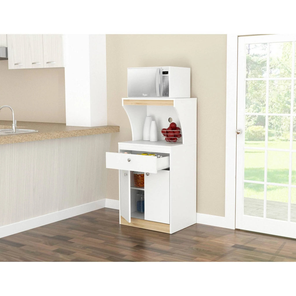 White and Vienes Oak Microwave Cabinet V2731