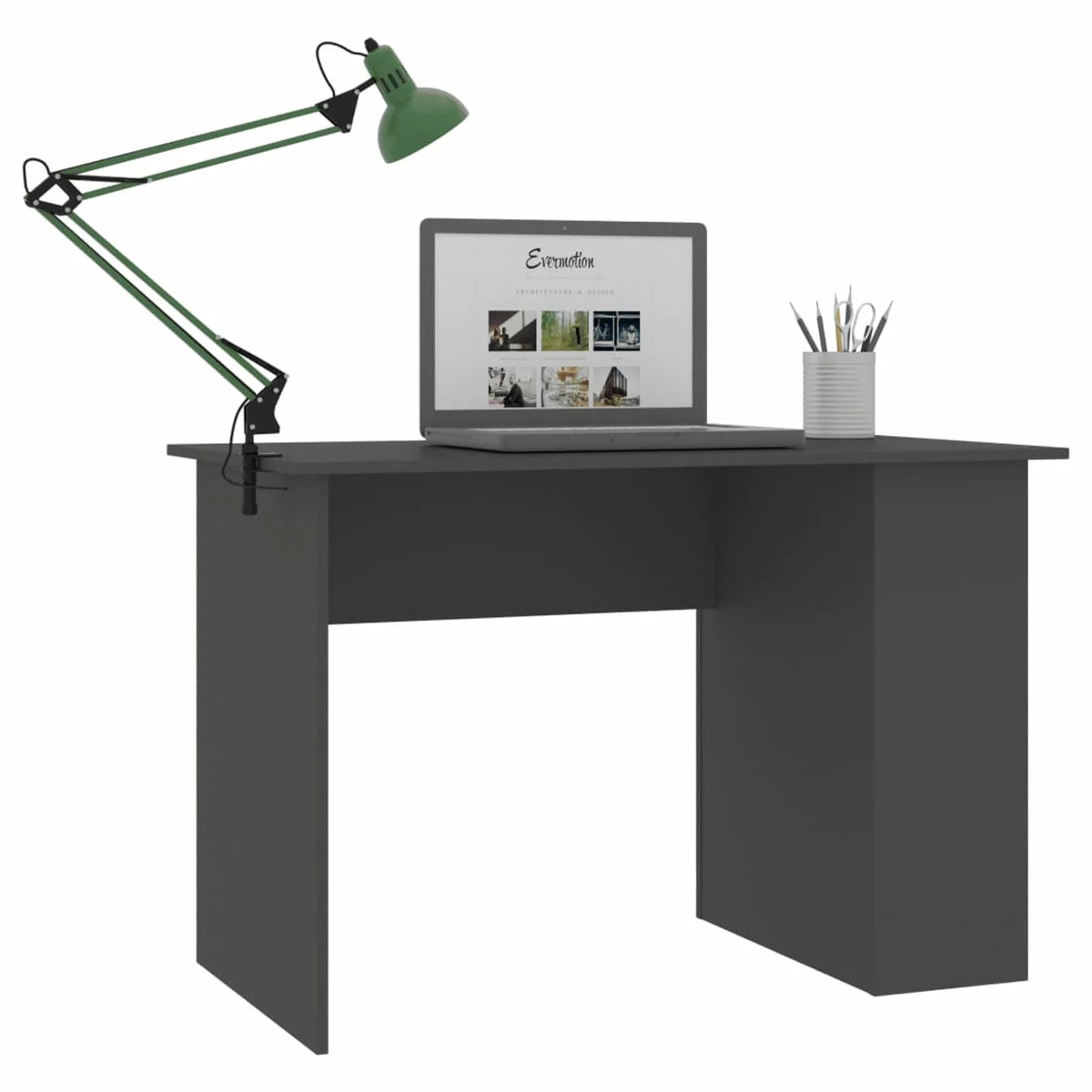 Gray Engineered Wood Computer Desk with Storage Shelves K484
