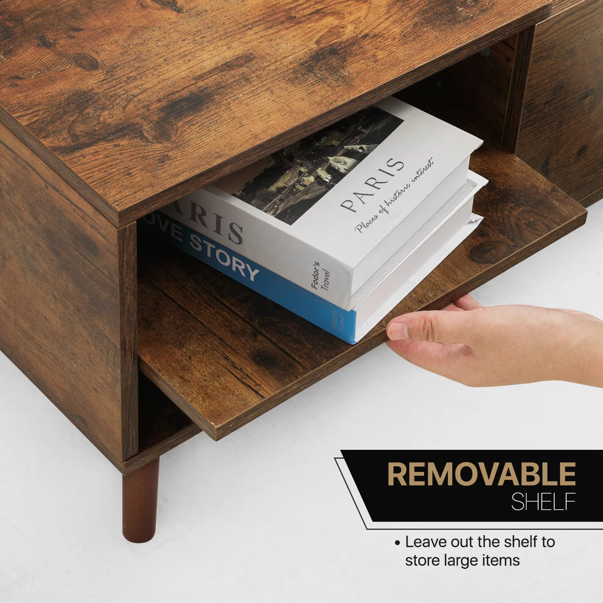 Wood Lift Top Coffee Table with Hidden Storage B635478