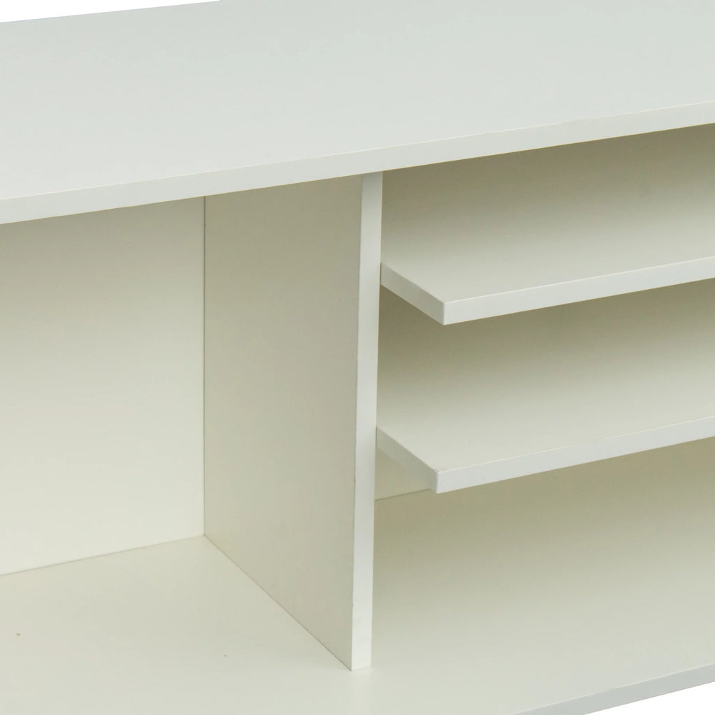 White Particle Board TV Stand with Storage and 2 Shelves K7993