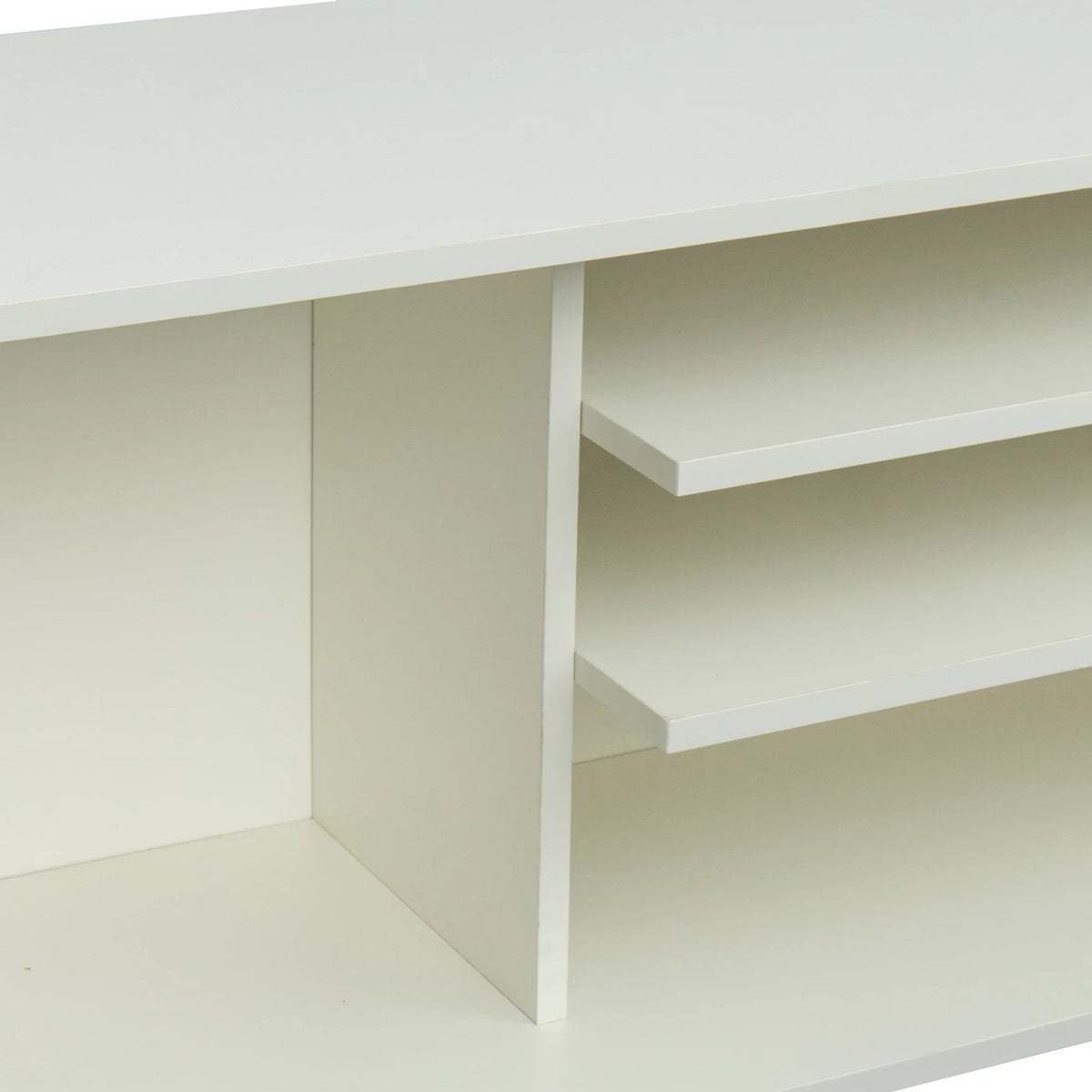 White Particle Board TV Stand with Storage and 2 Shelves K7993