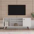 White Particle Board TV Stand with Storage and 2 Shelves K7993