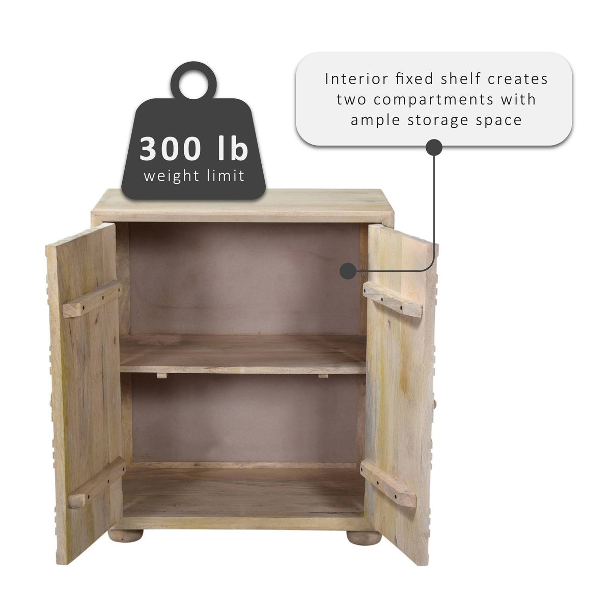 2 Door Carved Cabinet Natural J74868