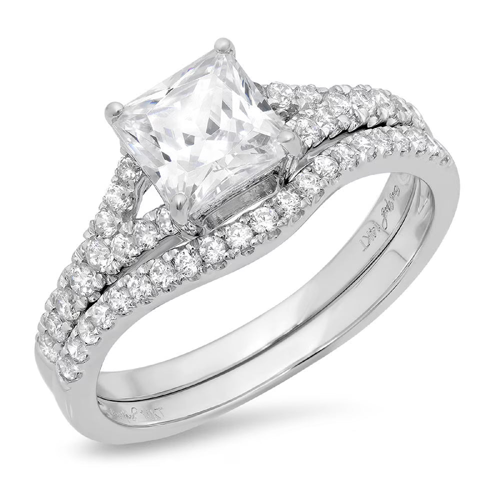 18K White Gold Princess Cut Diamond Engagement Ring M32639